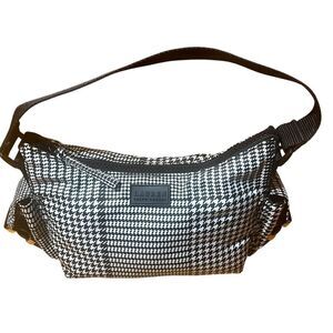 Lauren Ralph Lauren Black & White Houndstooth Print Canvas Solder Bag‎ NWOT